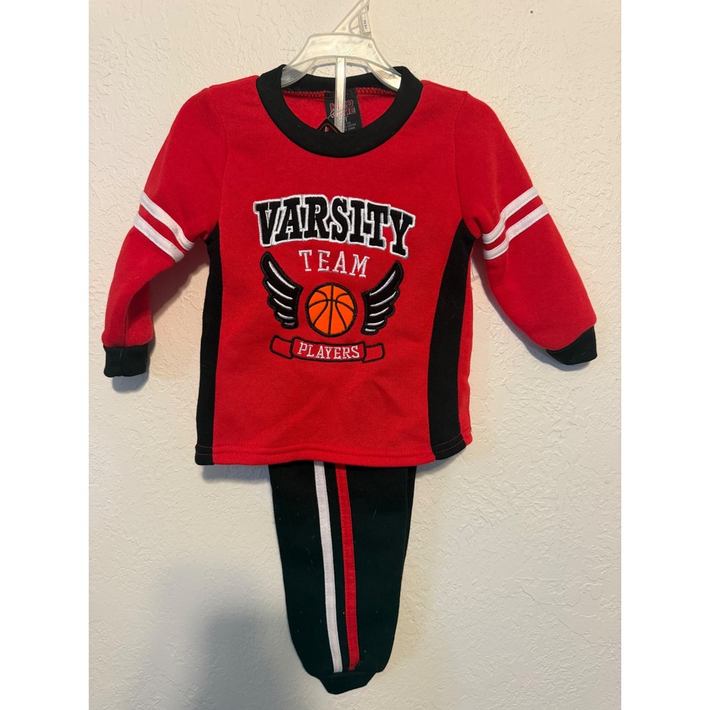 Mad Game Boys Varsity Team Basketball Fleece Tracksuit Set Red Black 2T NWT